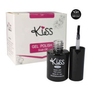 Esmaltes gel polish top coat Kiss 12ml frasco negro