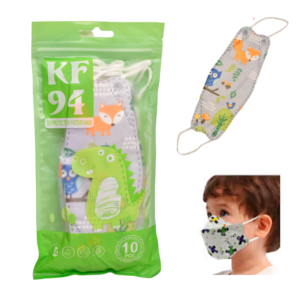 Mascarilla kF94 con diseños animados para niños gris