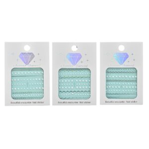Decoración para uñas en perlas y tiras azul Aurora Diamond