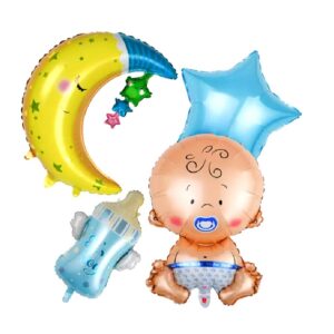 Set de 7 globos metálicos de Baby Shower color celeste