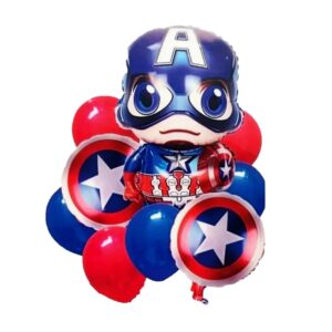 Set de 9 globos metálicos en presentación Capitan America