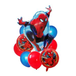 Set de 9 globos metálicos presentación Spider Man