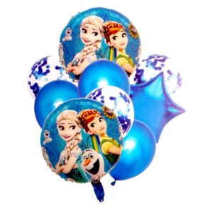 Set de 9 globos metálicos en presentación de Frozen